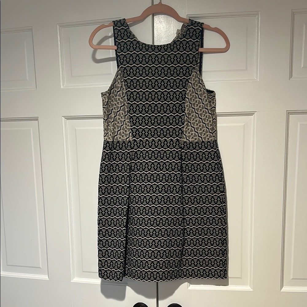 Elegant navy and Cream Patterned Dress